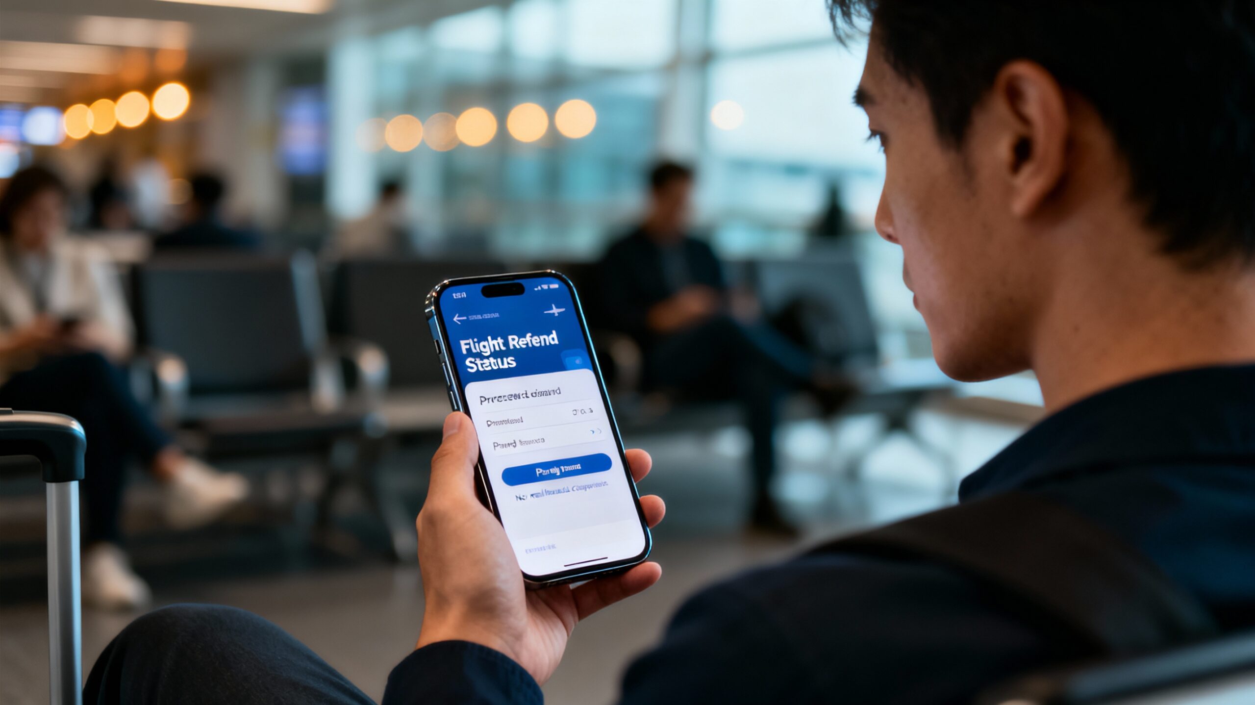 passenger at an airport holding